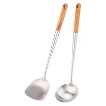 FJNATINH Wok Pfannenwender und Schöpflöffel Werkzeugset Set 43,2cm Spatel für Wok,304 Chinesischer Wok Besteck