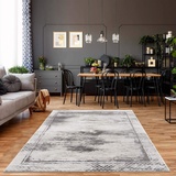 carpet city Teppich »Noa 9332«, rechteckig, 95225714-31 Grau Meliert Wohnzimmer - 140x200 cm - Bordüre, Rauten Muster - Moderne Teppiche Kurzflor