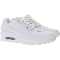 NIKE Air Max 90 Kinder Sneaker Mädchen und Jungen Turnschuhe mit Air-Dämpfung und Echtleder HF6358-102 Weiß/Silber - 36