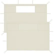 vidaXL Pavillon-Seitenwände mit Fenstern 2 Stück Creme 0,70 x 0,00 x 0,00 m
