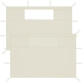 vidaXL Pavillon-Seitenwände mit Fenstern 2 Stück Creme 0,70 x 0,00 x 0,00 m