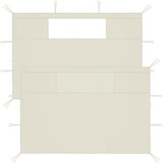 vidaXL Pavillon-Seitenwände mit Fenstern 2 Stück Creme 0,70 x 0,00 x 0,00 m