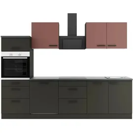 OPTIFIT Küchenzeile Nizza 270 cm Anthrazit/Rostrot