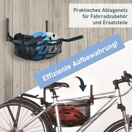 Lemodo Fahrrad Wandhalterung klappbar mit Ablagenetz schwarz