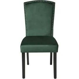 Beliani Esszimmerstuhl 2er Set PISECO Samtstoff Dunkelgrün