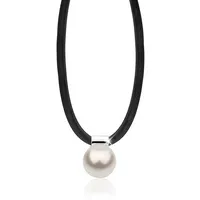 Nenalina Halskette Kautschuk Synthetische Perle 925 Silber (Farbe: Weiß Größe: 42 Cm), 42 cm