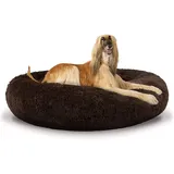 JRUI Weiches Hundebett Rund plüsch Haustierbett Korb Donut Hundehöhle Kuschelkissen Warme kuscheliges Hundesofa für Mittelgroße und Große Hunde- Braun 120x120x26cm