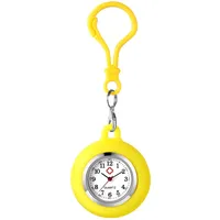JewelryWe Karabineruhr Silikon Taschenuhr mit Karabiner: Damen Analog Quarz Karabiner Uhr mit Gelb abnehmbarem Silikon Hülle Frauen FOB Clip auf Uhr für Ärzte Krankenschwestern