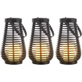Solarleuchten für Außen zum stellen LED Solar Tischleuchte Hängelampe Garten LED Laterne Flammeneffekt, mit tanzendem Lichteffekt, 1x LED Akku, DxH 18x26 cm, 3er Set
