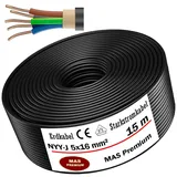 MAS-Premium® Erdkabel Deutscher Marken-Elektrokabel Ring zur Verlegung im Erd- und Außenbereich Standard Starkstromkabel (NYY-J 5x16 mm2, 15m)