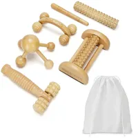 Belle Vous 6-in-1 Massage Set mit Holz-Massagegeräten & Baumwolltasche - Anti Cellulite Massagegerät - Professionelles Maderotherapie Set für Ganzkörper-Muskelschmerzlinderung & Körperkonturierung