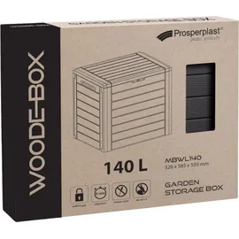 Prosperplast Woodebox Gartenbox Kissenbox Gartentruhe (190 Liter, Umbra)
