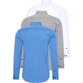 RUSTY NEAL Langarmhemd Blau / Grau 5XL