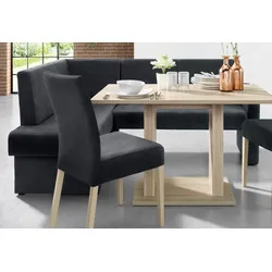 Eckbank HOME AFFAIRE "Umag", schwarz, B:190cm H:89cm T:140cm, Massivholz, Holzwerkstoff, Polyester, Sitzbänke, Sitz und Rücken gepolstert, verschiedene Qualitäten