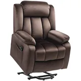 Homcom Fernsehsessel mit Aufstehhilfe Elektrisch Relaxsessel mit Liegefunktion, Vibrationsmassage, Heizfunktion, TV-Sessel mit Taschenfederkern, Seitentasche Fernbedienung Braun