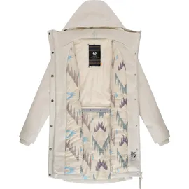 Ragwear Damen atmungsaktiver langer Wintermantel in Wollmantel-Optik warme Winterjacke Jannisa Coat YOUMODO Ecru Gr. 6XL - 6XL