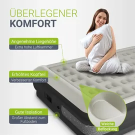 Juskys Luftmatratze Sapri L in Grau / Anthrazit - 2 Personen Luftbett selbstaufblasend - integrierter Pumpe