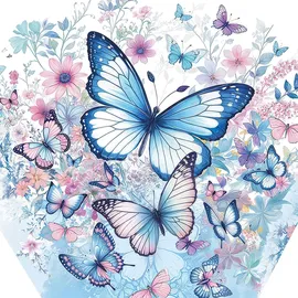 Goldbuch Schultüte 85 cm 6-eckig Schmetterlingsgarten - Blau/Rosa