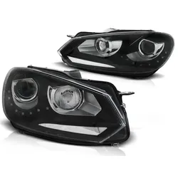 LED Tagfahrlicht Upgrade Scheinwerfer für VW Golf 6 08-12 schwarz