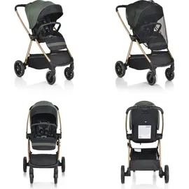 Cangaroo Kinderwagen 2 in 1 Hydra Babywanne Sportsitz Fußabdeckung Moskitonetz grün