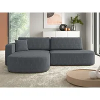 MIRJAN24 Ecksofa Zerte Cord, mit Bettkasten und Schlaffunktion, 252x175x72-82 cm, Holzkonstruktion grau
