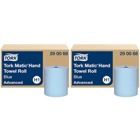 Tork Matic Rollenhandtuch Advanced 290068 - H1 Papierhandtücher für Rollenhandtuchspender, saugfähig und reißfest, nachverfolgbare Herkunft, 2-lagig, blau - 6 Rollen x 150 m (Packung mit 2)