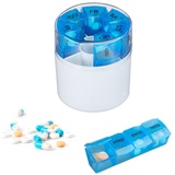 relaxdays Pillendose Tablettenbox 7 Tage 4 Fächer blau