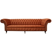 JVmoebel Chesterfield-Sofa, Sofa 4 Sitzer Wohnzimmer Chesterfield Klassisch Design Textil orange