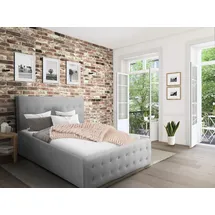 Home Affaire Polsterbett HOME AFFAIRE "Vaine", silber (silberfarben), B:171cm H:96cm L:245cm, Samtoptik (100% Polyester), Betten, Polsterbett, in 5 Breiten, auch in Länge 220 cm, incl. Roll-Lattenrost