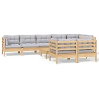 vidaXL Garten-Lounge-Set 9-tlg. grau Kiefer