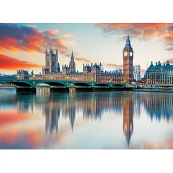 Fototapete PAPERMOON "Big Ben London", bunt (mehrfarbig), B:3,5m L:2,6m, Vlies, Tapeten