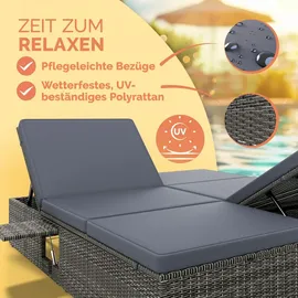 CASARIA Sonnenliege 200 x 160 x 33 cm Grau/Anthrazit