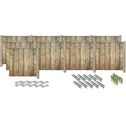 Sichtschutzelement KONIFERA "FULLERTON", grün, H:180cm, Holz, Stahl, Zaunelemente, Rustikale Bohlen, verschiedene Längen