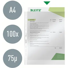 Leitz 4770-00-02 Prospekthüllen Standard, A4, glasklar 80my oben offen PP