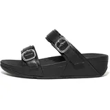 FitFlop Lulu Adjustable Leather Slides Schiebe-Sandalen, Schwarz, 37 EU
