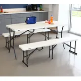 Lifetime Kunststoff Bierzeltgarnitur 3-teilig | Weiß | 183x70x74 cm - Weiß
