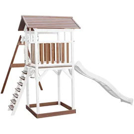 Axi Beach Tower mit Doppelschaukel braun / Weiße Rutsche