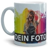 Tasse selbst individuell gestalten/Personalisierbar mit eigenem Foto Bedrucken/Fototasse/Motivtasse/Werbetasse/Firmentasse mit Logo/Metallic - Silber - Glanz