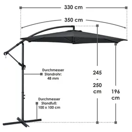 Juskys Brazil Ø 350 cm grau