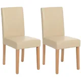 Mendler 2er-Set Esszimmerstuhl Stuhl Küchenstuhl Littau ~ Kunstleder, creme, helle Beine