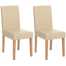Mendler 2er-Set Esszimmerstuhl Stuhl Küchenstuhl Littau ~ Kunstleder, creme, helle Beine