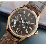 Orient Sonne und Mond Automatik Braunes Zifferblatt Lederband Herrenuhr RA-AK...