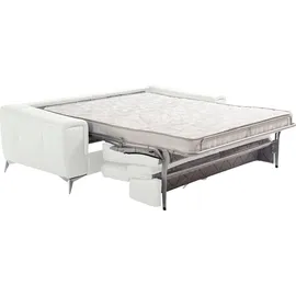Egoitaliano Schlafsofa »Francine Designsofa, Loungesofa mit Dauerschlaffunktion, Breite 233 cm« mit Bettfunktion, Leder BULL, weiß, Fußfarbe chrom weiß