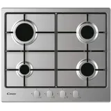 Candy CDOY6GRX Gaskochfeld, 4 Brenner, emailliertes Grillrost, 59,5 x 51 x 1 cm, Edelstahl