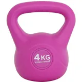 Train Hard Kettlebell 4 kg Rosarot, Kugelhantel Kunststoff mit Zement Füllung Farbig, ideal für Krafttraining Gymnastik und Heimtraining