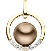 Jobo Perlenanhänger Anhänger mit Perle 333 Gold bicolor Synthetische Perle und 9 Zirkonia