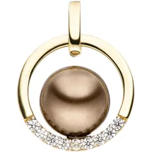 Jobo Perlenanhänger Anhänger mit Perle 333 Gold bicolor Synthetische Perle und 9 Zirkonia