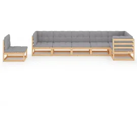 vidaXL 7-tlg. Garten-Lounge-Set mit Kissen grau