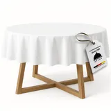 texpot Damast Tischdecke 280 cm rund 100% Baumwolle weiß Tafeltuch Tischwäsche