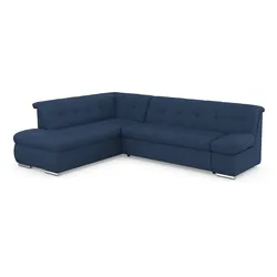 Ecksofa DOMO COLLECTION "Mona L-Form", blau, B:271cm H:80cm T:213cm, Struktur fein 100% Polyester, Chenilleoptik 100% Polyester, Sofas, wahlweise mit Bett- und Armlehnfunktion